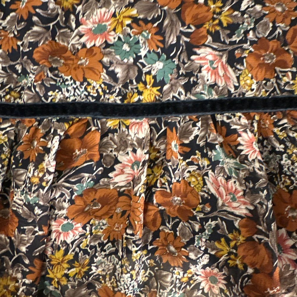 Loveriche medium blue velvet floral ruffle peplum Boho blouse - Picture 9 of 12